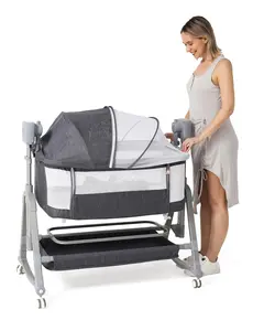 Multi-Functional Baby Bassinet Smart Soothing Bedside Crib with Electric Rocking, Adjustable Modes & Safe Support for Newborns