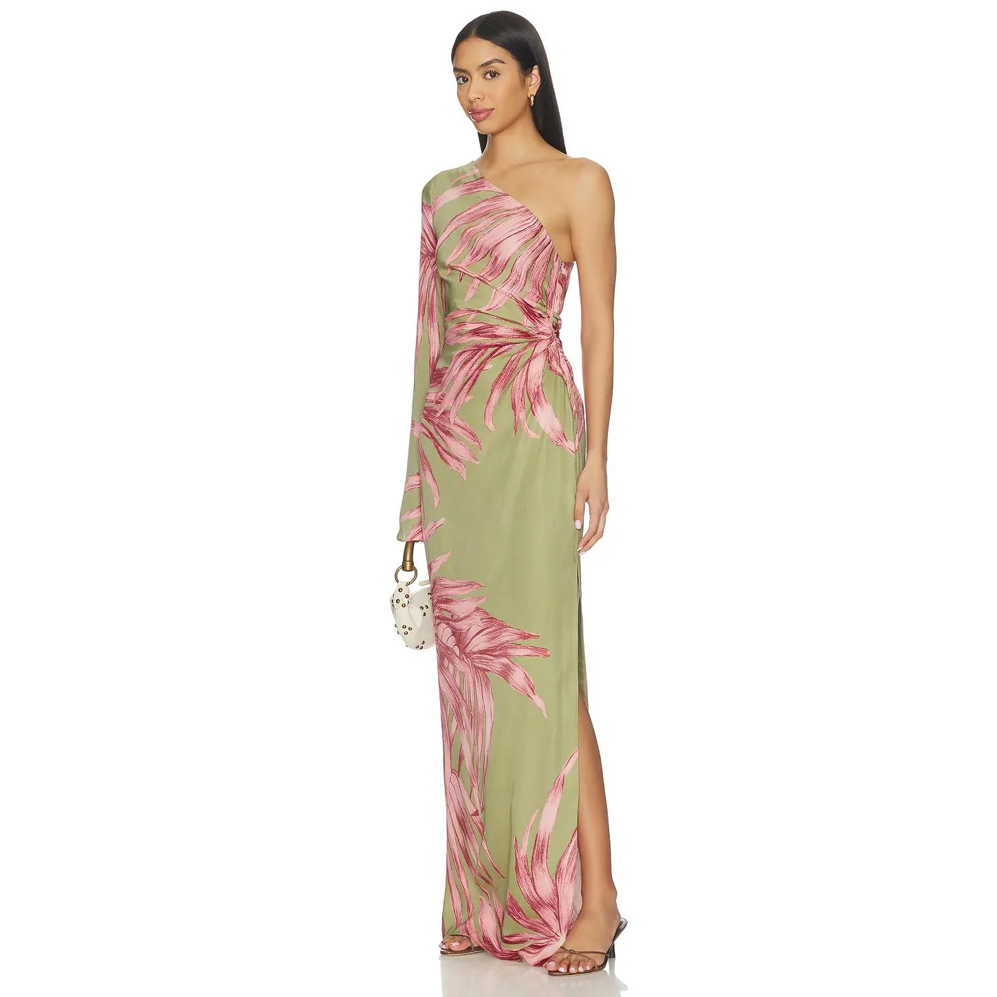 ROCOCO SAND One Shoulder Maxi Dress in Green