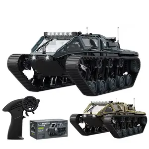 Tracked Off-road Vehicle, 2.4G Remote Control Crawler with LED Light, USB Rechargeable RC Tank Simulation Model Toy for Boy
