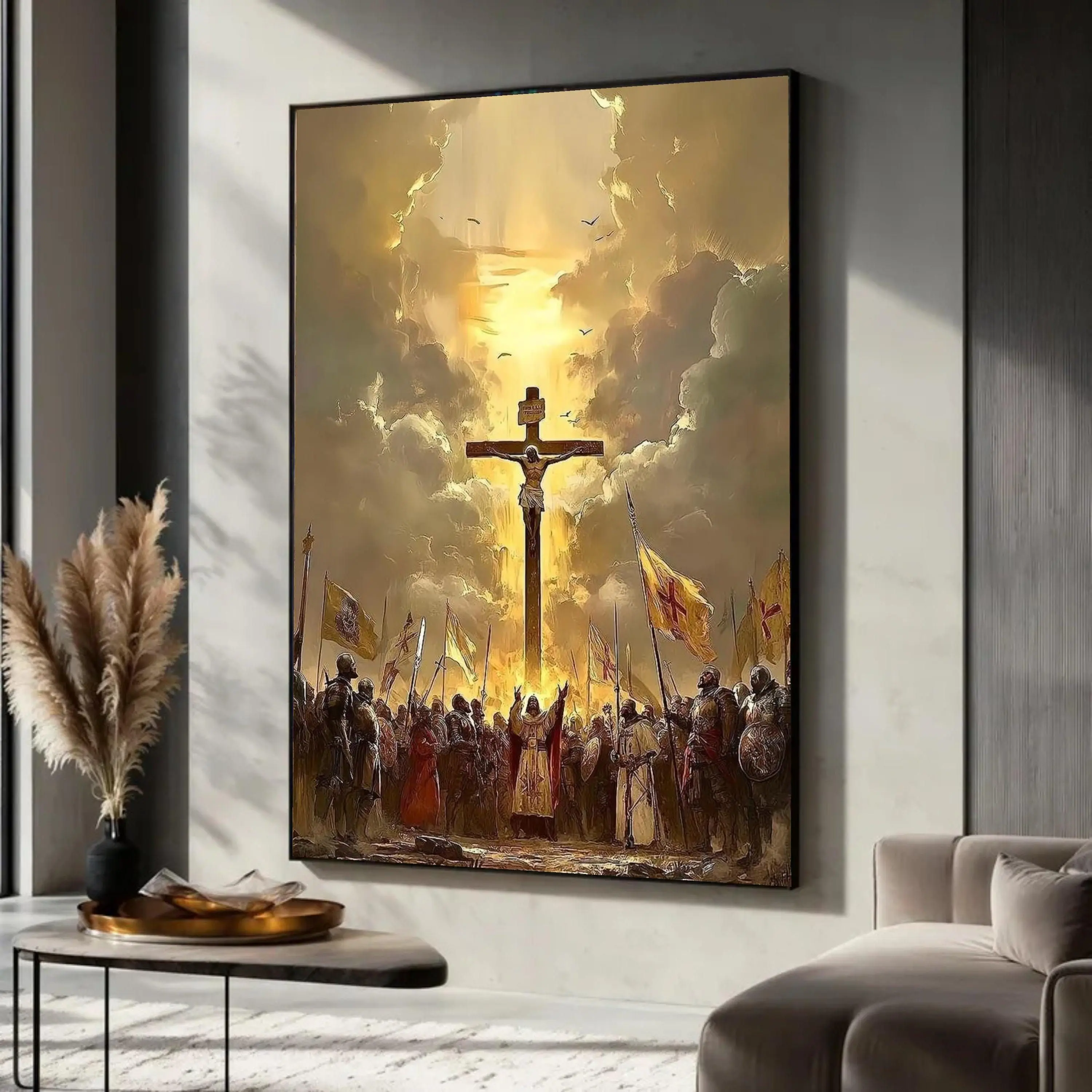 [Sale off up to 40%] [Frame Canvas] Crusaders Canvas Print, Medieval Knight Religious Wall Art