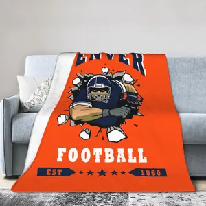 Denver football Flannel throw blanket - for sofas, beds, living rooms, chairs, cars, beaches, travels, outdoor use, air conditioning covers - rectangular shape, the perfect gift for sports enthusiasts