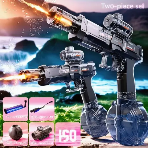 Unisex 2-Pack Rechargeable LED Cyclone Electric Squirt Guns - Automatic Water Blasts, Multicolor Lights, 2026 Popular Water Play Toys for Beaches, Swimming Pools