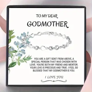 To My godmother, Birthday Gift From son daughter，godmother Newest Heart Bracelet Gift, Birthday Gift, Christmas Gift, Gift Card With Text And Gift Box Packaging