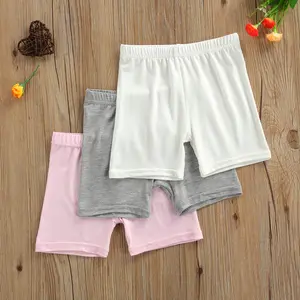 3 Pcs Girls Summer Safety Pants, Children Anti-emptied Stretch Solid Color Mid-rise Shorts