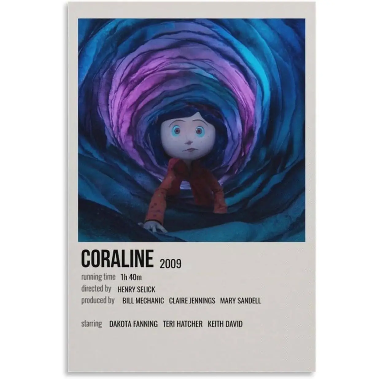 2009 Coraline Vintage Movie Theme Canvas Print - Framed/Unframed 16x24 inches Hi-Res High Detail Decorative Wall Art, Home Decor, Ideal Gift for Room Aesthetics