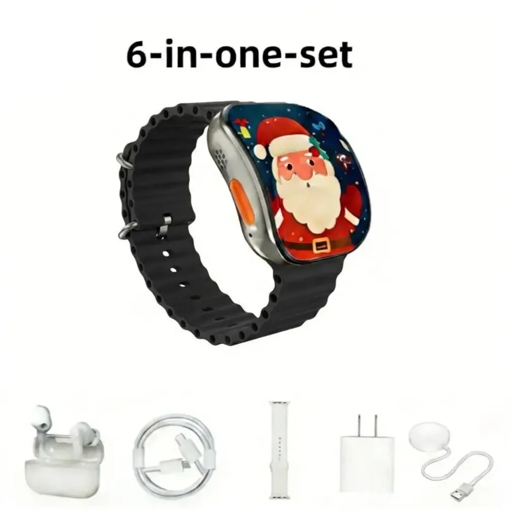 【BLACK Color】2026 Smart watch Kit for Men and Women with Bluetooth Headphones, Type-C Cable, Audio Support,Message Reminder, Step Counter, Alarm, Timer, Music Control, Comfortable Strap, Compatible with Most iOS and Android Smartphones,Father's Day gift