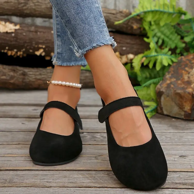 Elegant Women Ballet Flats Slip On Low Wedge Dress Shoes Comfortable Round Toe for Business Office Casual Wear All Year Round