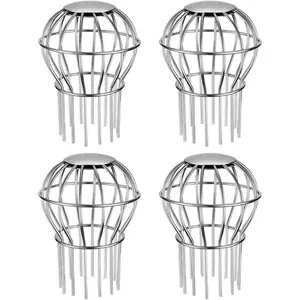 304 Stainless Steel Downspout Filter – Stops Leaves Seeds and Debris – Fits 2.6" to 3.7" Round Gutter – Durable Rustproof Strainer – Easy Install Cleaning Tool – 4 Pack Set