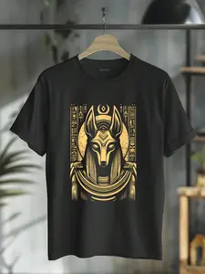 100% Cotton Egyptian God Anubis - Egyptian Hieroglyphics - Ancient Egypt T-Shirt T-Shirt