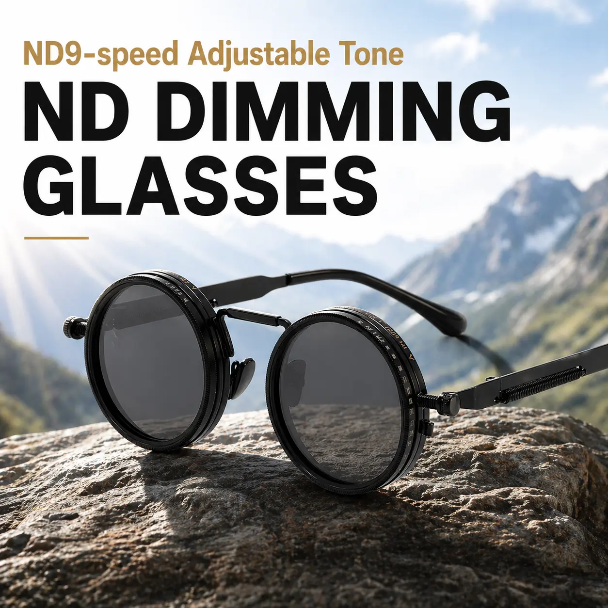 Retro Steampunk Sunglasses for Men & Women with 9-Speed Adjustable Dimming, Polarized UV400 Lenses & Spring Temples for Fishing & Hiking, Sunglasses For Women, Classic Vintage Sunglasses, Trendy Sun Glasses