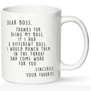 World’s Best Boss Ceramic Mug – Funny 11oz Coffee Cup for Coworkers & Friends – Unique Gift for Male & Female Bosses – Office Drinkware