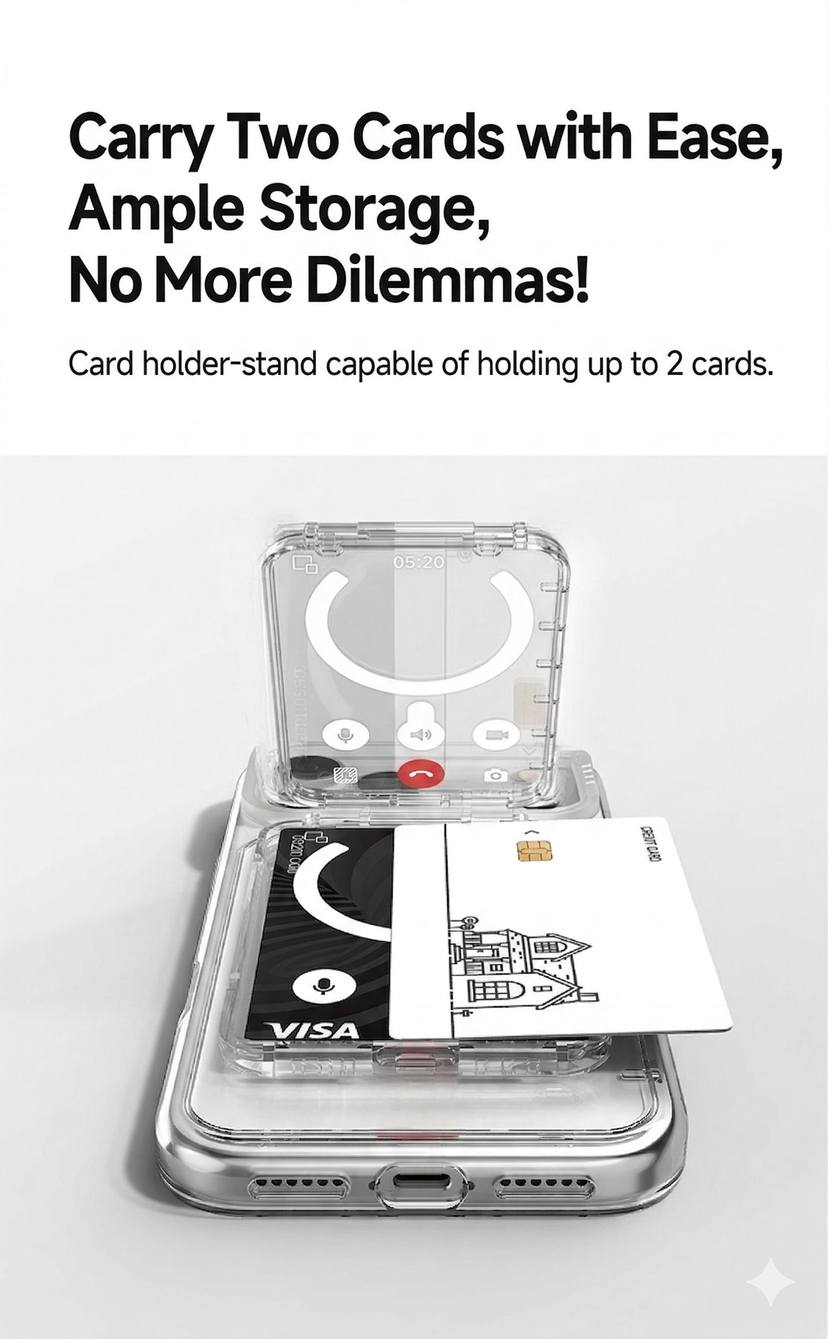 Must-have for K-pop stans! Transparent Magnetic Flip Card Holder - FitsCredit Card /ID / K-pop Photocard Size(95 x 63 mm, Not for Trading Cards) -Compatible with iPhone and SamsungGalaxy S25/ S24 Series