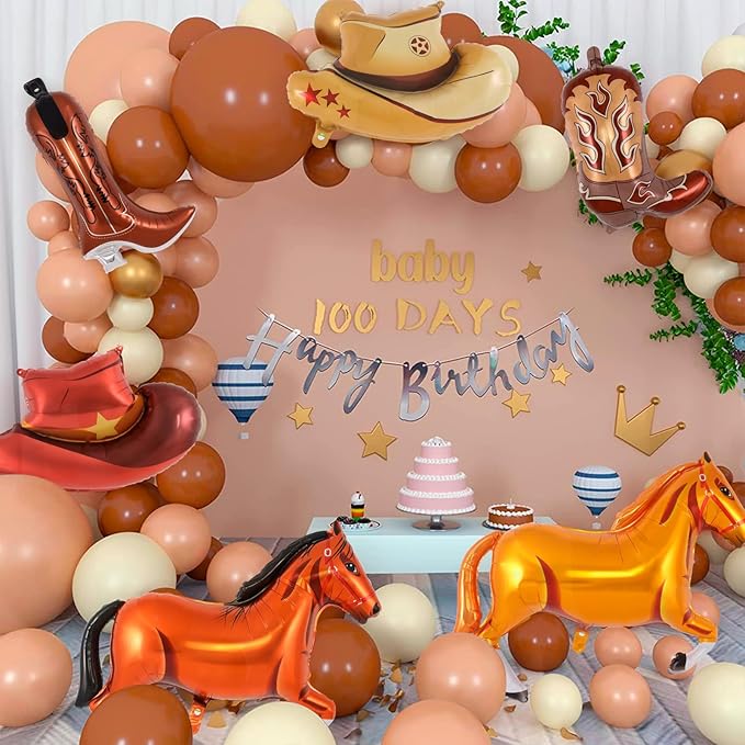 8pcs Western Themed Party Set, Cowboy Hat, Boots, Horse, No Need for Electricity, Used for Birthday Decoration, Party Decoration