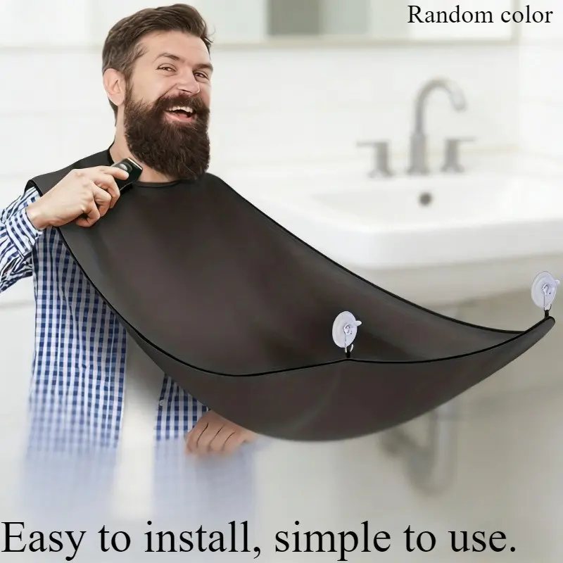 Men's Beard Bib with 2 Hooks, Non-Stick Material, Adjustable Haircut Apron, Breathable Anti-Stray Hair, Ideal for Home Barber, Salon, Gifts, Barber Equipment, Barber Supplies, Barber Accessories