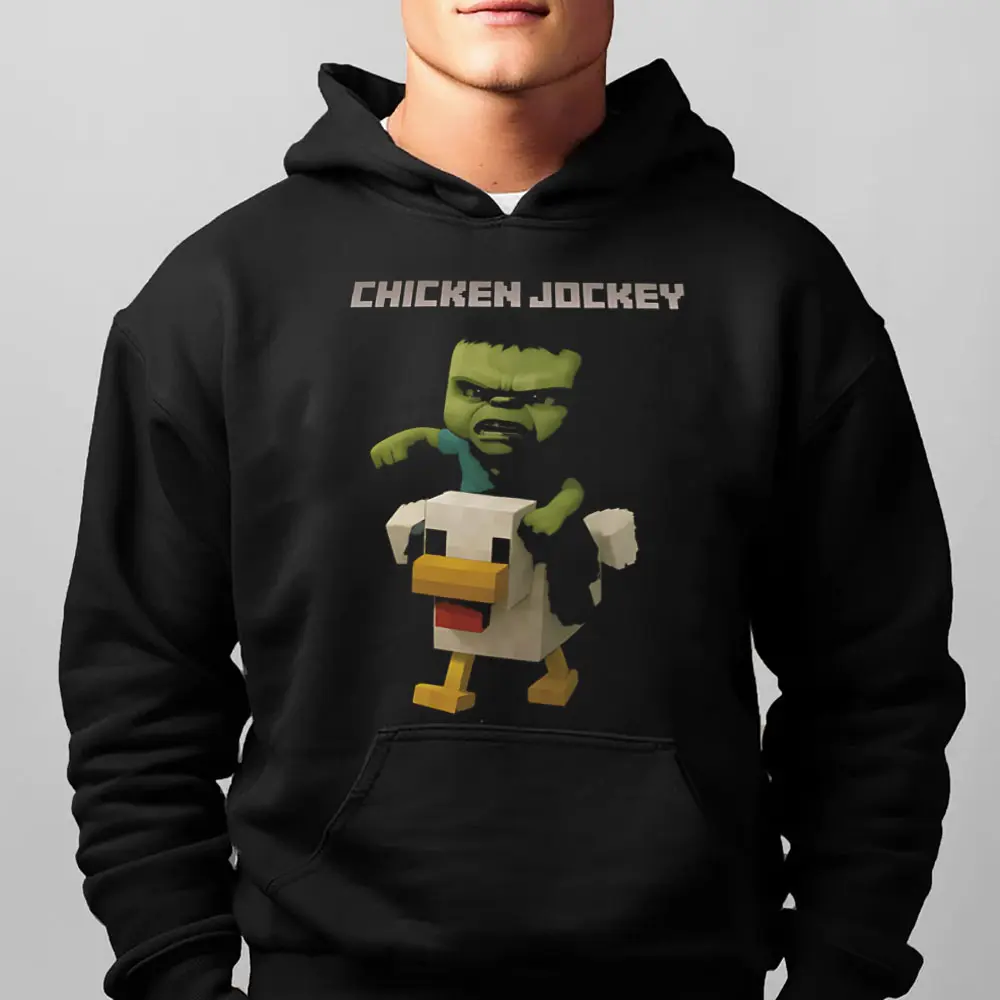 Chicken Jockey Gamer Sweatshirt A Minecraft Movie, Video Game Shirt, Unisex Funny Sweatshirt, Gift for Gamers Hoodie, Casual Wear