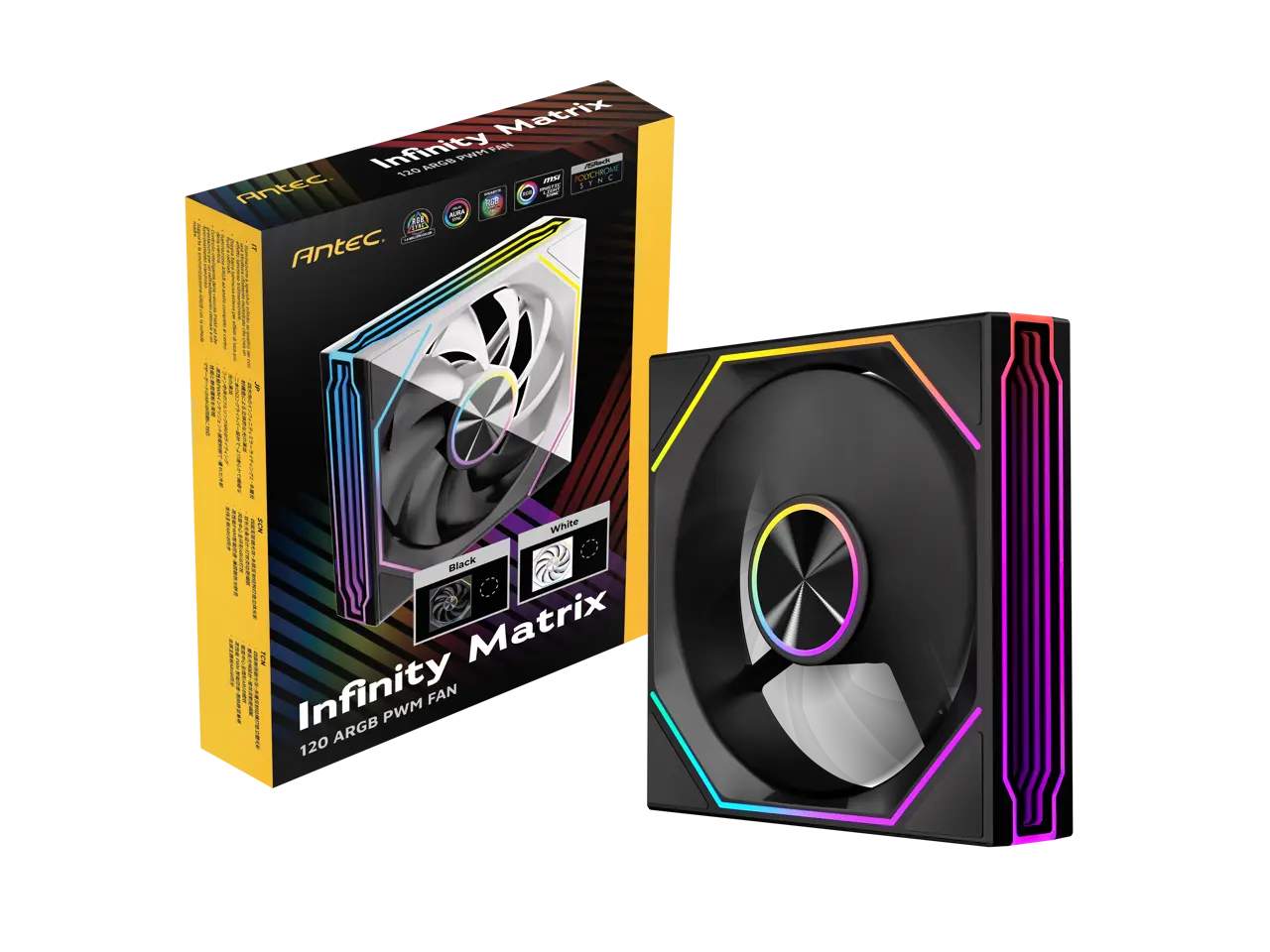 Antec Infinity Matrix 120 ARGB, 120mm PWM Fan, Independent Dual-Cable Design, Four-Sided Infinity Mirror Lighting, PWM 1800 RPM, 5V 3-Pin ARGB