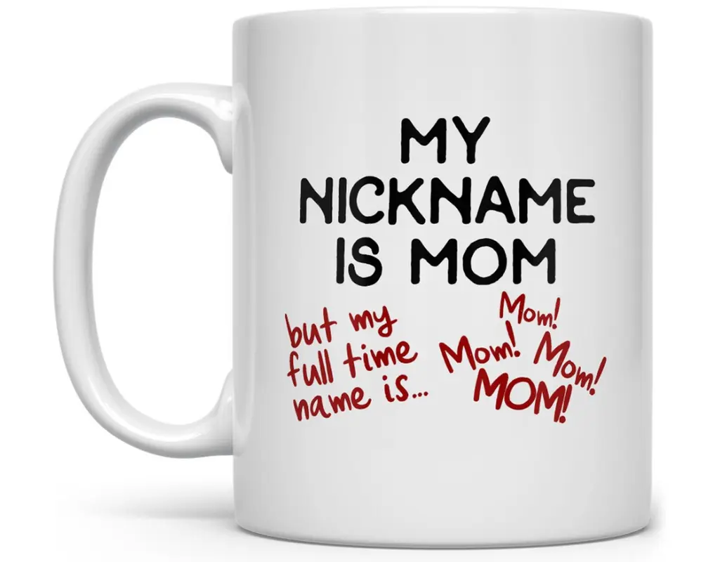 Mom's 11oz Classic Ceramic Mug with Handle, Unique and Beautiful Customizable Dishwasher-Safe Reusable Drinkware (0-500 ml) for Mother's Day Kitchenware