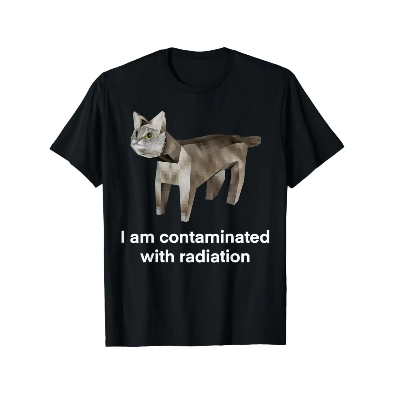 Am Contaminated With Radiation Funny Ironic Cat Meme Men's Short-Sleeve Crew Neck T-Shirt — Comfortable
