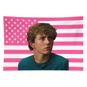 Rectangular Percy Jackson PJO Scobell Pink American Flag Tapestry Wall Hanging, Cute Actor Theme Home Decoration Banner Tapestry, Summer Atmosphere, Beautiful Room Accessories