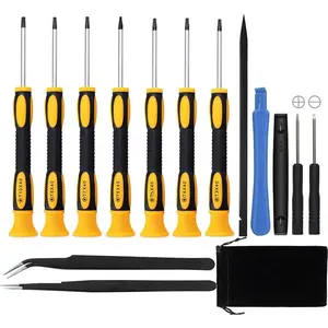 15 in 1 Torx Screwdriver Set with T3 T4 T5 T6 T8 T10 Security Torx screwdriver and ESD tweezers, Magnetic Screwdrivers Precision Repair Kit for Xbox, iPhone, PS4, Macbook, Watch, Electronics