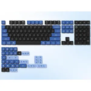 Low Profile keycaps for Mechanical Keyboard,Double Shot Key caps,PBT mx Gaming keycap Set,Dark Blue/Black/Light Blue Custom Key caps for Cherry Gateron MX Switches60% 65% 75% 96%