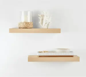 Natural 16.5 inches Wood Floating Shelves, Set of 2
