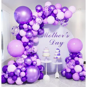 Purple Balloons Garland Arch Kit,132pcs Purple Balloons Different Sizes(18/12/10/5 In) Pastel Dark Purple Metallic Purple Balloon & Confetti Balloon, for Mothers Day Decor,Wedding, Girl Birthday Party