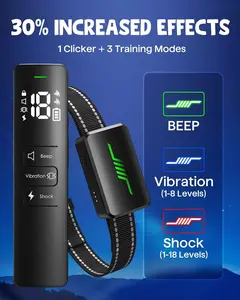 Pet dog training collar anti-barking ring for10-120lbs, 2600FT E-Collar for Large Mediumwith Training Clicker (Black)