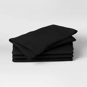 4pk Cotton Easy Care Napkins - Black