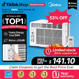 【DFYD】Midea 5,000 BTU Digital Window Air Conditioner, Cools up to 150 Sq. Ft. AC with Easy-to-Use Reusable Filter, Remote, Perfect AC for Bedroom, Living Room, Home Office, Electronic Control