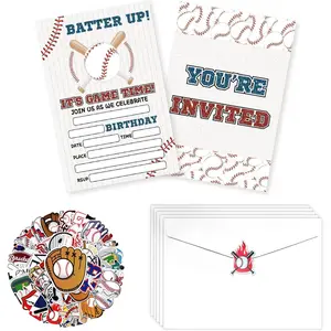 20 Pcs Baseball Party Invitation Sets Birthday Party Invite Cards with Envelopes Birthday Invitations for Boys Sports Baseball Supplies, 6.7 x 4.7 Inch