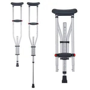 Summervibes VEVOR Underarm Crutches, 13-Level Height Adjustable Underarm Walking Crutches, Lightweight Aluminum Crutches for Adults Teenager - with Soft Underarm Pad for Leg Injury Surgery Disabled, 1 Pair 300LBS
