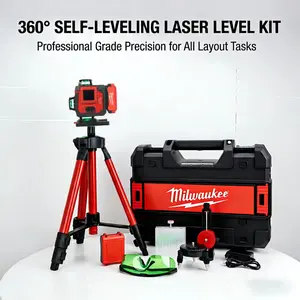 Milwaukee  Compatible 4D 16Line Green Laser Level Set for Precision Layout. Professional Impact Wrench and Milwaukee Accessories Support with 6000mAh Battery, Self-Leveling Gravity Pendulum and Hand Tools Case. 16 4 d Outdoor Three-Side
