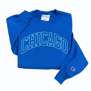 Champion CHICAGO Embroidered Casual Crewneck Pullover Sweatshirt