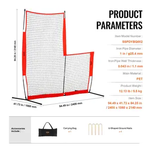VEVOR L Screen Baseball for Batting Cage, 7x7 ft Baseball Softball Safety Screen, Body Protector Portable Batting Screen with Carry Bag Ground Stakes, Baseball Pitching Net for Pitchers Protection