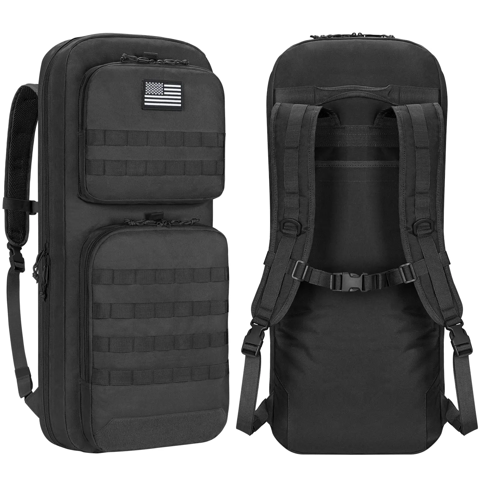 CVLIFE 30"/34" Soft Rifle Case Gun Backpack, Covert Bug Out Bag, Adjustable Shoulder Strap Low Profile Double Rifles and Shotguns with Molle & Lockable Zipper For Outdoor Hunting Shooting