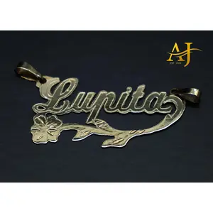 14K Cursive Rose Custom Gold Name