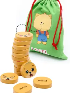 Bimi Boo Emotion Stacking Blocks for Toddlers - Montessori Social-Emotional Learning Toy Set (set of 14 wooden stones)