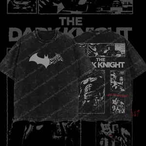 BoldThreads The Dark Knight Gotham Guardian – HeroVerse Comic Edition Double Printed Oversize Lightweight Acid Washed Tee Graphic Design Top 100% Cotton 250gsm Streetwear Superhero T-Shirt Menswear Womenswear
