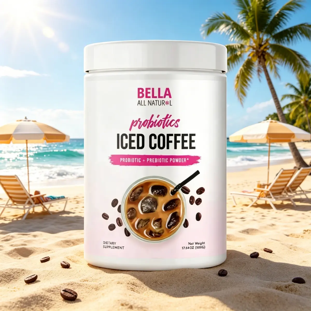 Bella All Natural Probiotics Iced Coffee - 500g   Healthcare Vitamin Dietary Fitness Supplement Edible Optimum