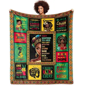 African American Black Gifts for Women, Black Lady Girls Women Positive Blanket 60"X50", Encouragement Inspirational Gifts, Best Friends Healing Gift for Valentine's Birthday Mother's Day Juneteenth