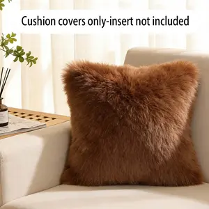 High-End Deep Long Plush Pillow Cover, Fox Fur Replica Soft Backrest, Nordic Style Sofa Cushion, Elegant Home Decor