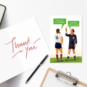1pc Football Referee Birthday Humorous Dialogue Card Envelope Set Blank Letter for Writing Birthday Surprises Fun Gifts Humorous Yellow Cards Birthday Puns Creative Suitable for Football Fans Birthday Parties Friends Teasing Gift Scenarios