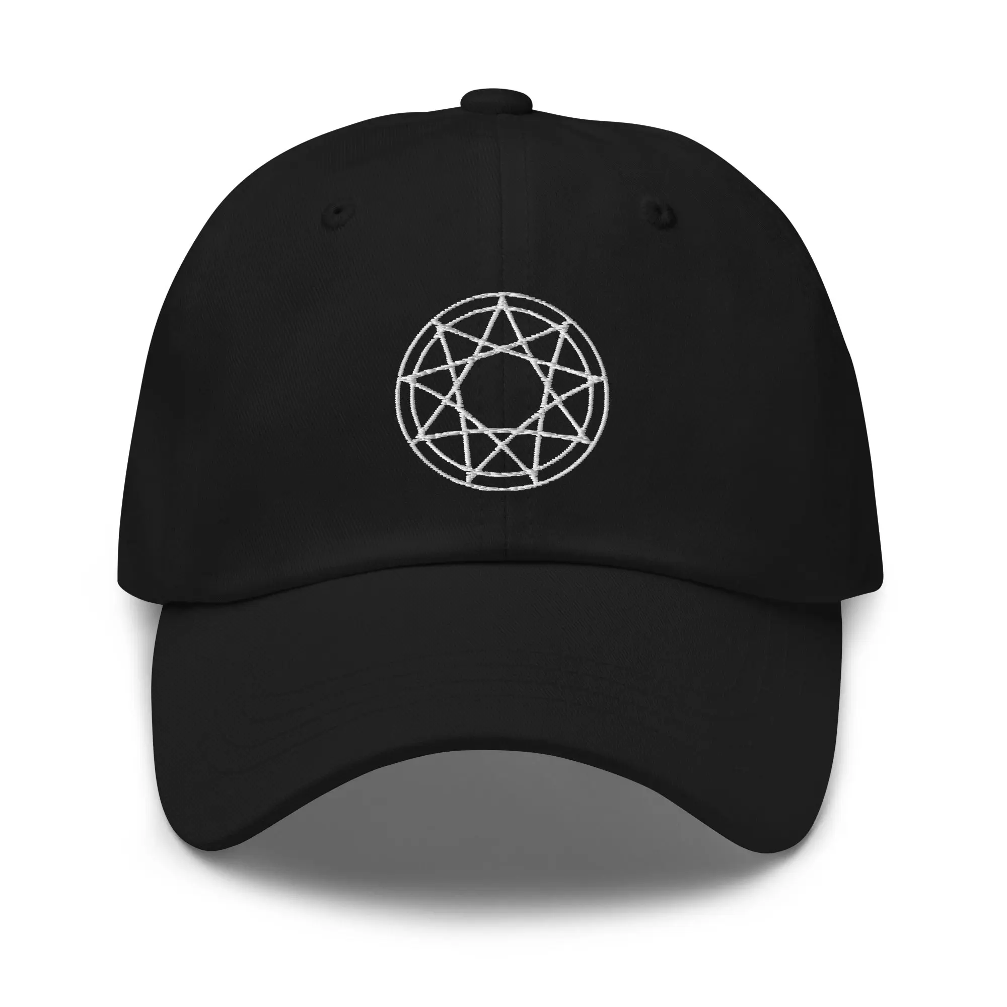 9 Point Star Pentagram Occult Symbol Embroidered Baseball Cap Slipknot Dad hat White Thread