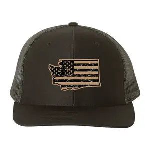 Washington Vegan Leather Patch Cap, Richardson 112 Trucker Hat, Washington Hat, Richardson Cap Leather Patch, Richardson Hat 112