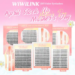 WiWiLINK Stella Flit Aura 3D Cluster Lashes - DIY Lash Extension Kit Ultra-Thin Transparent Bands, C/D Curl, 8-16mm (Includes Bond, Seal & Remover)