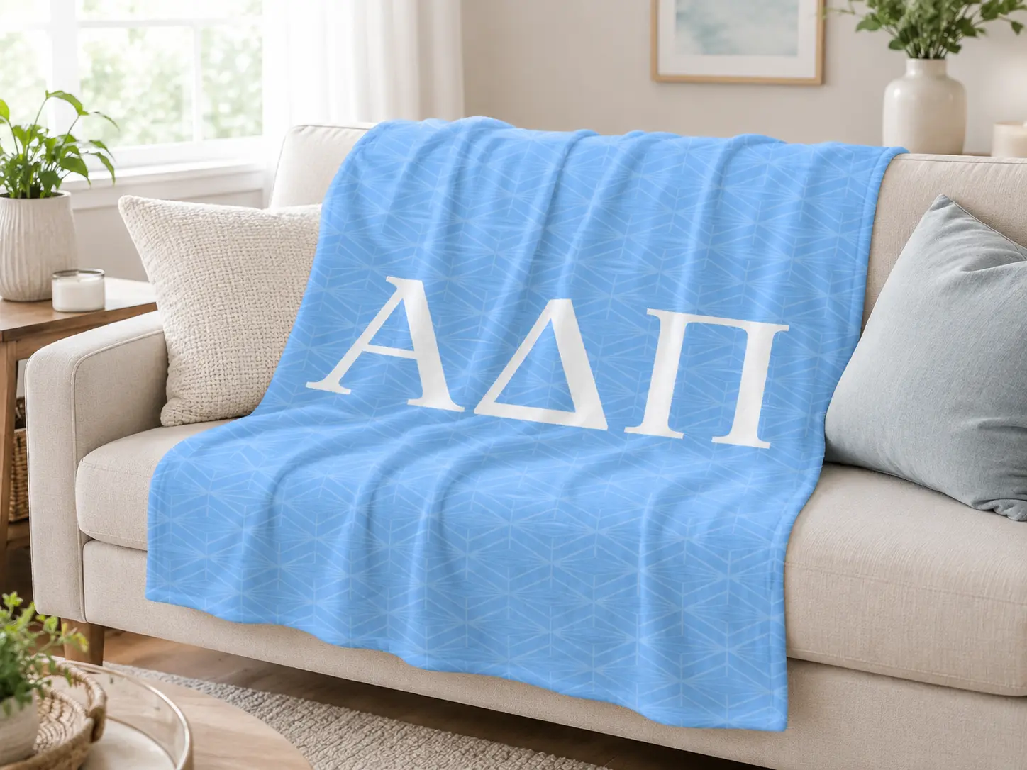 Officially Licensed ADPi Throw Blanket - Alpha Delta Pi Blue Diamond, Collegiate Design Blankets for Alumnae, Letters Accent, Suitable for ADPi Events, Machine Wash Cold