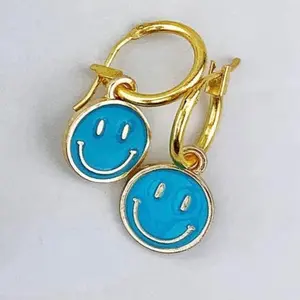 Blue smiley earrings