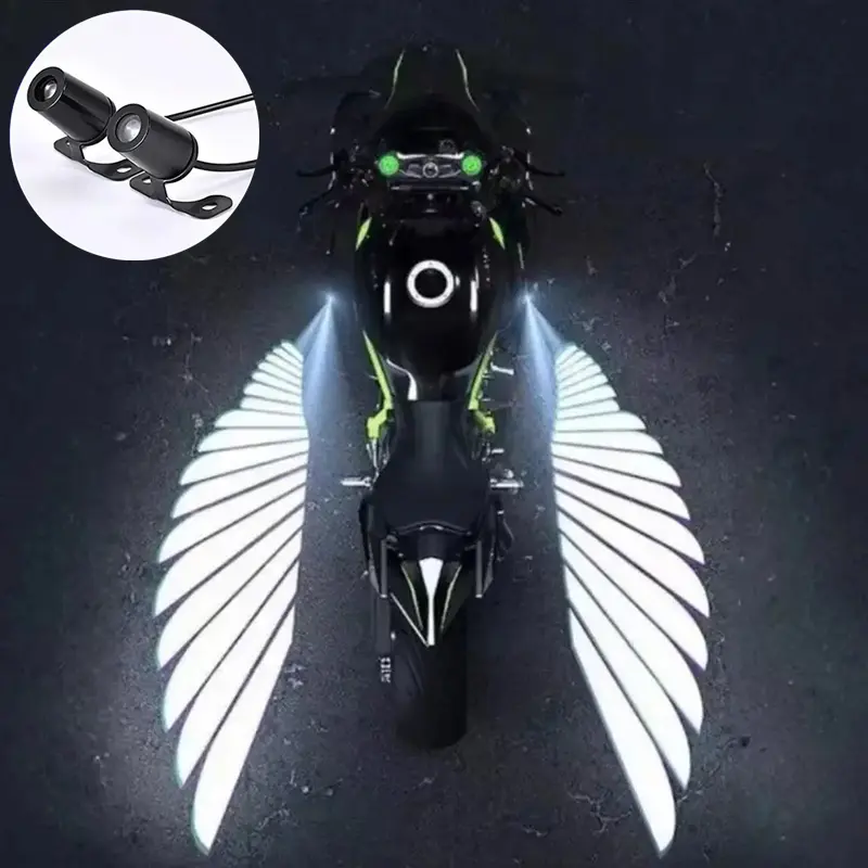 2pcs Angel Wings Welcome LED Underbody Light Projector - Starlight Night Vision, Wide-Angle High-Quality Camera Lens, Decorative Atmosphere Light, Cute Accessories for Car, LED Source, 0.2A Electronics Camera Accessory