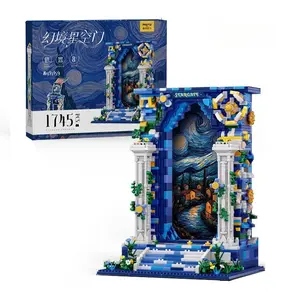 1745PCS Starry Night Star Gate Building Blocks Set Fantasy Portal Van Gogh Art Scene Roman Column Assemble Kit for Adults Gift